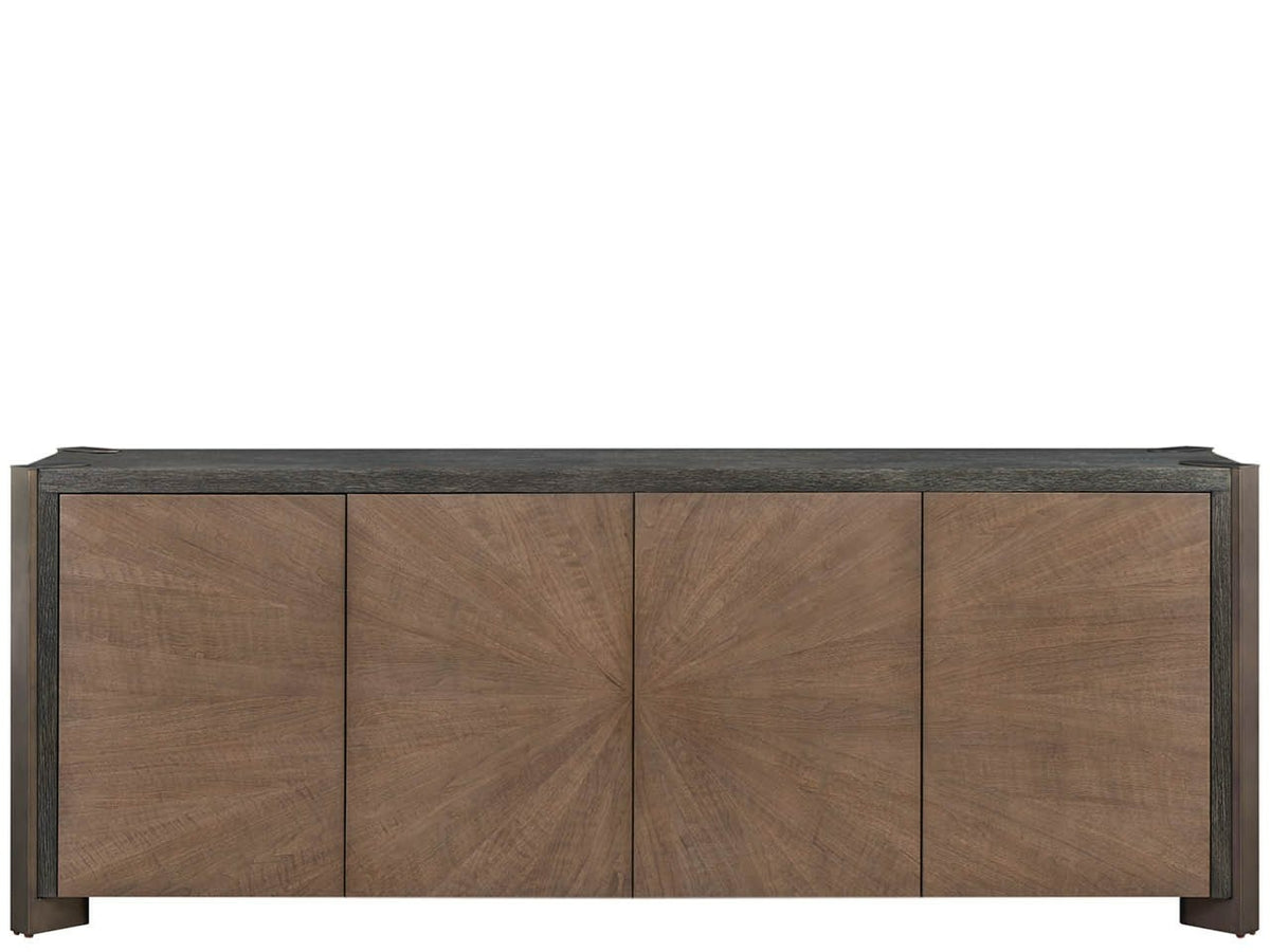 Modern Veil/Haze Four-Door Credenza With Power Bar And Wire Management - Ornate Home