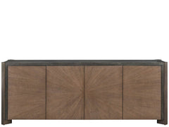 Modern Veil/Haze Four-Door Credenza With Power Bar And Wire Management - Ornate Home