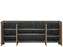 Modern Veil/Haze Four-Door Credenza With Power Bar And Wire Management - Ornate Home