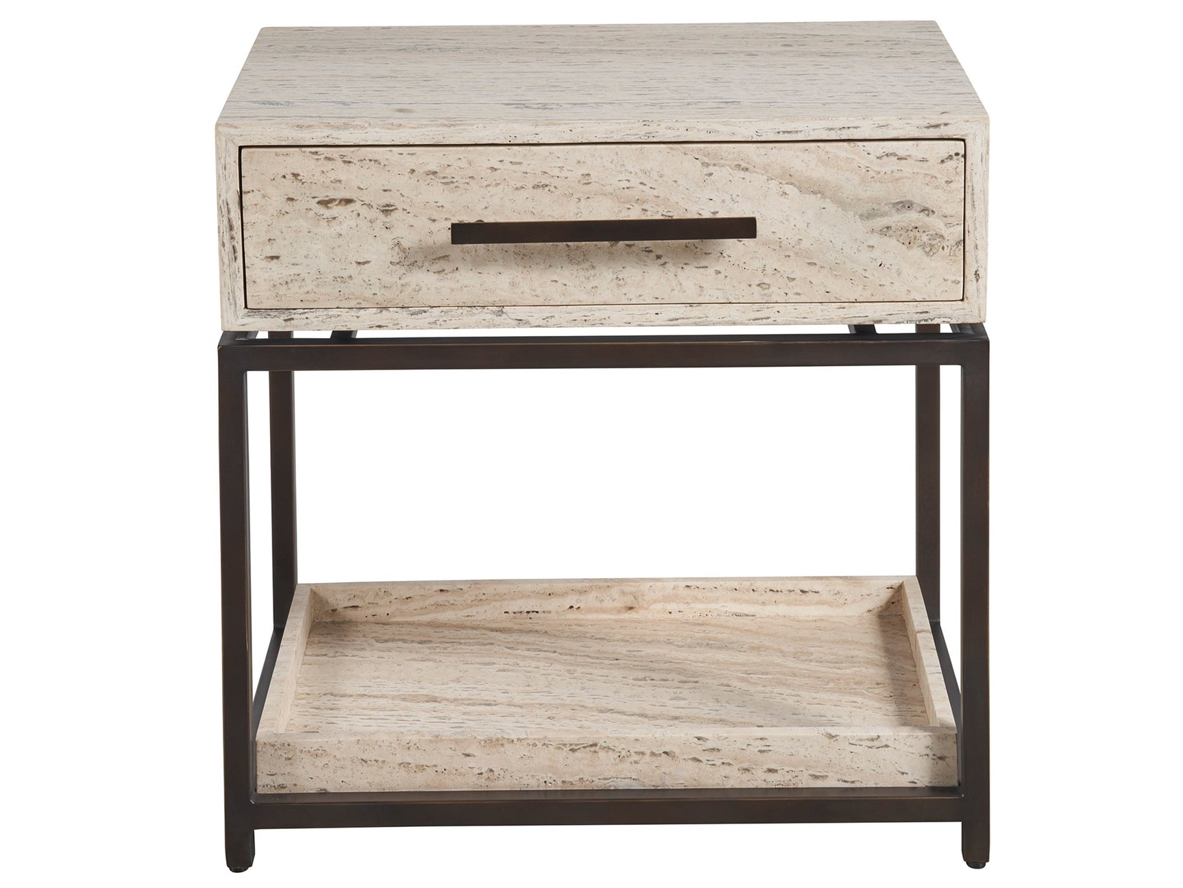 Modern White Travertine Nightstand - Ornate Home