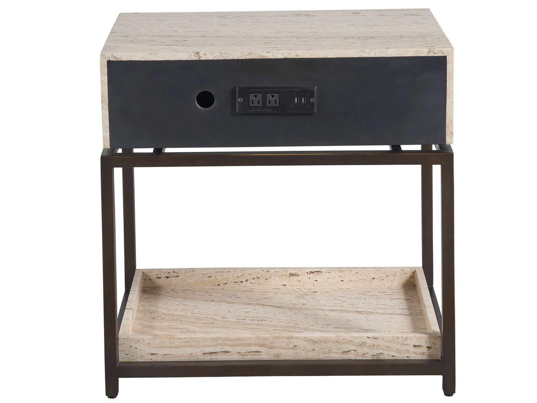 Modern White Travertine Nightstand - Ornate Home