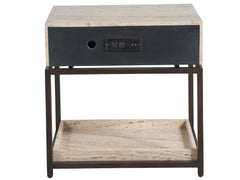 Modern White Travertine Nightstand - Ornate Home