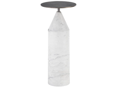 Modernist Gray/White Martini Table w/ Marble Base - Ornate Home