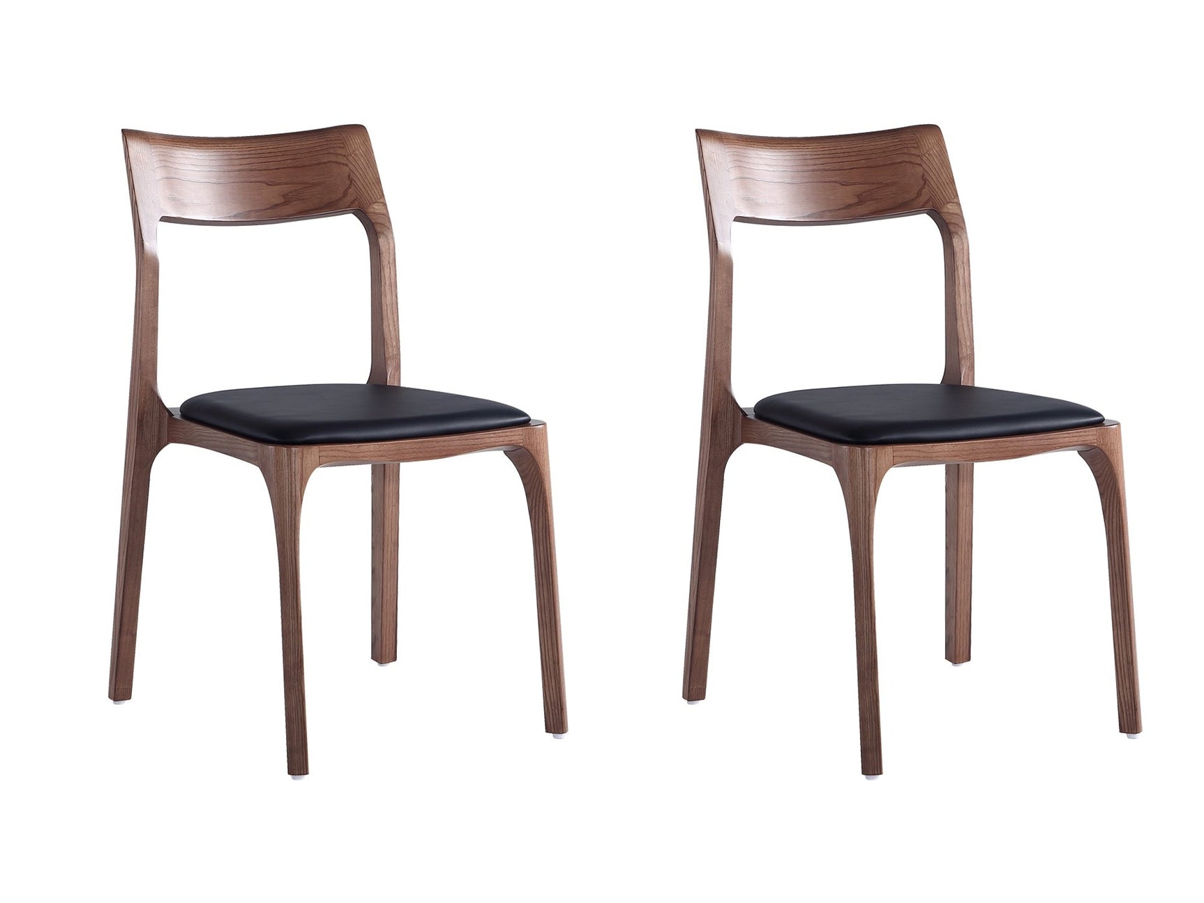Moderno Stackable Dining Chair in Walnut and Black (Set of 2) - Ornate Home