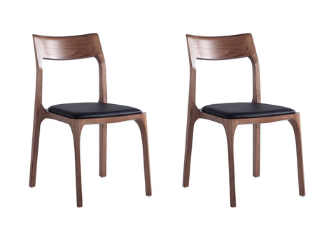 Moderno Stackable Dining Chair in Walnut and Black (Set of 2) - Ornate Home