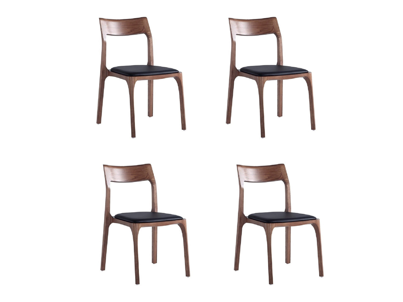 Moderno Stackable Dining Chair in Walnut and Black (Set of 4) - Ornate Home