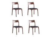 Moderno Stackable Dining Chair in Walnut and Black (Set of 4) - Ornate Home