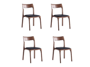 Moderno Stackable Dining Chair in Walnut and Black (Set of 4) - Ornate Home