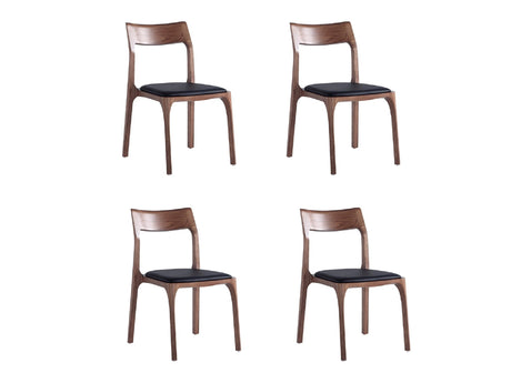 Moderno Stackable Dining Chair in Walnut and Black (Set of 4) - Ornate Home