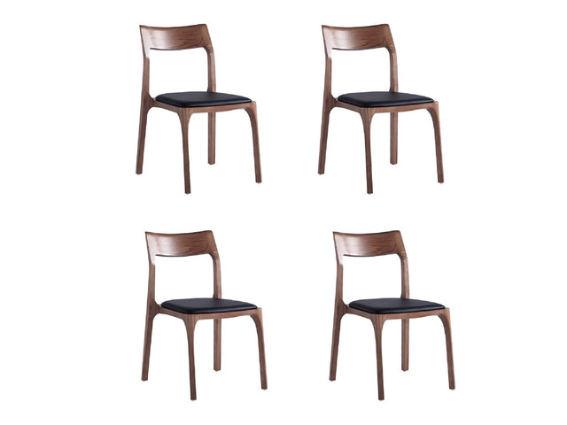 Moderno Stackable Dining Chair in Walnut and Black (Set of 4) - Ornate Home