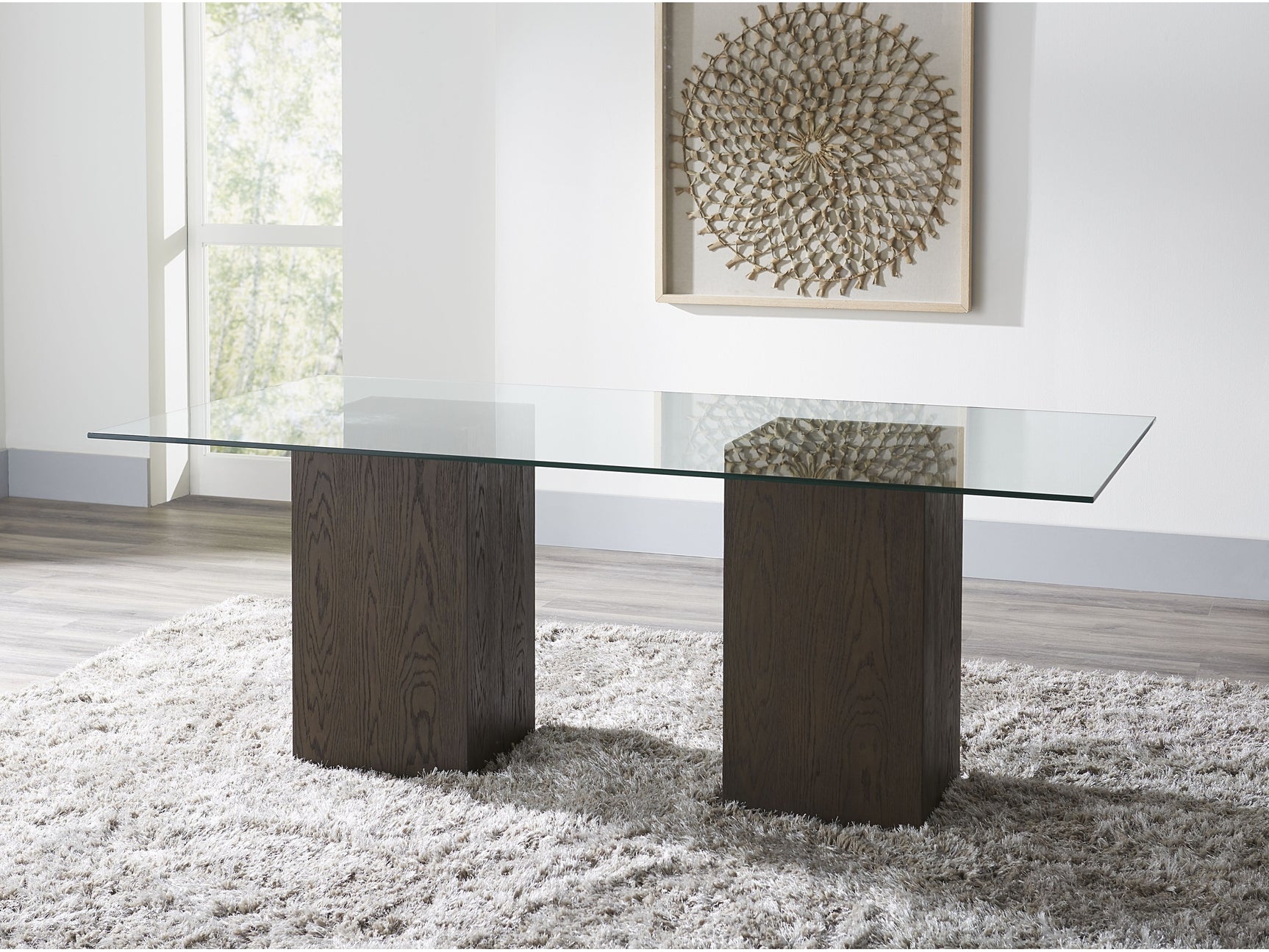 Modesto Rectangular Glass Top Dining Table in French Roast - Ornate Home