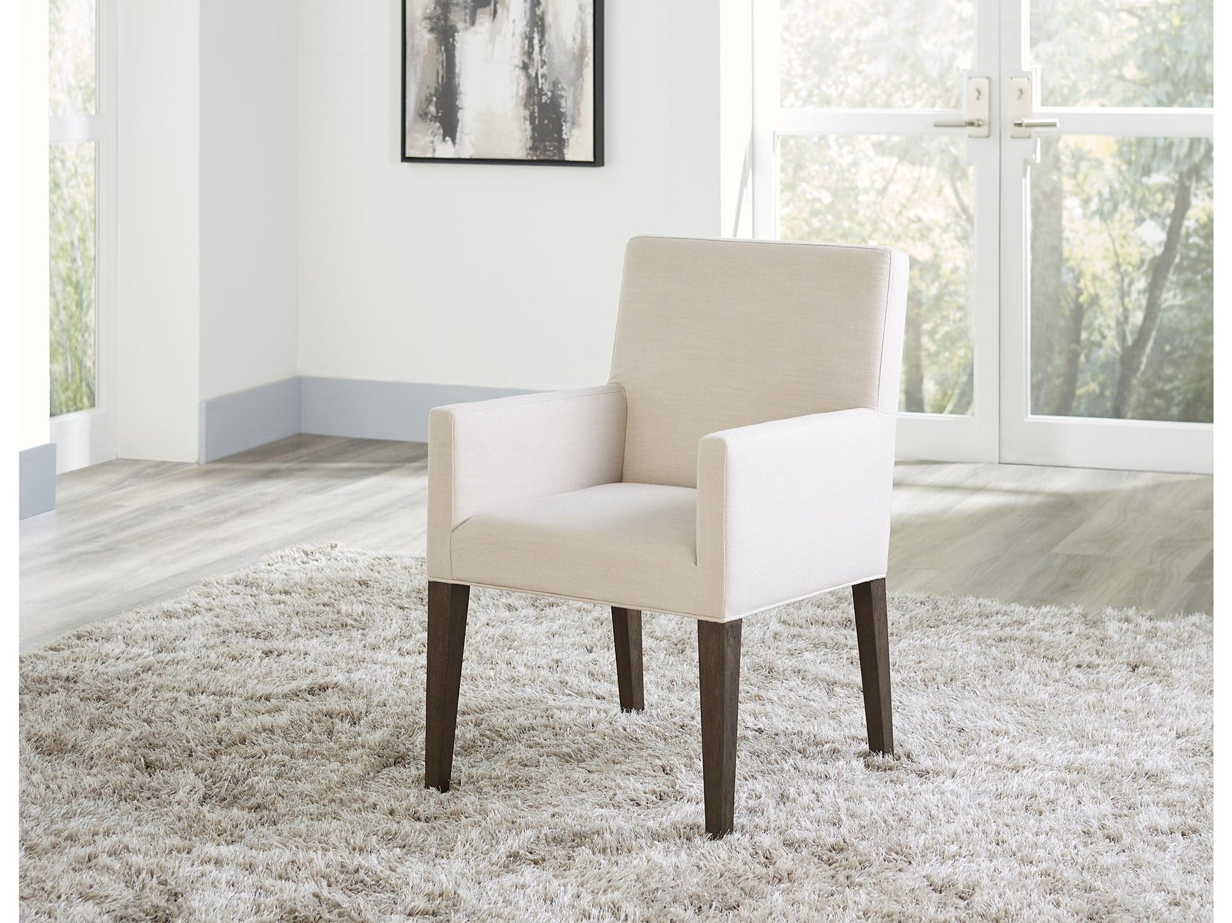 Modesto Upholstered Arm Chair in Abalone Linen and French Roast (Set of 2) - Ornate Home