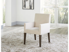 Modesto Upholstered Arm Chair in Abalone Linen and French Roast (Set of 2) - Ornate Home