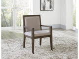 Modesto Wood Frame Upholstered Arm Chair in Koala Linen and French Roast (Set of 2) - Ornate Home