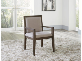 Modesto Wood Frame Upholstered Arm Chair in Koala Linen and French Roast (Set of 2) - Ornate Home