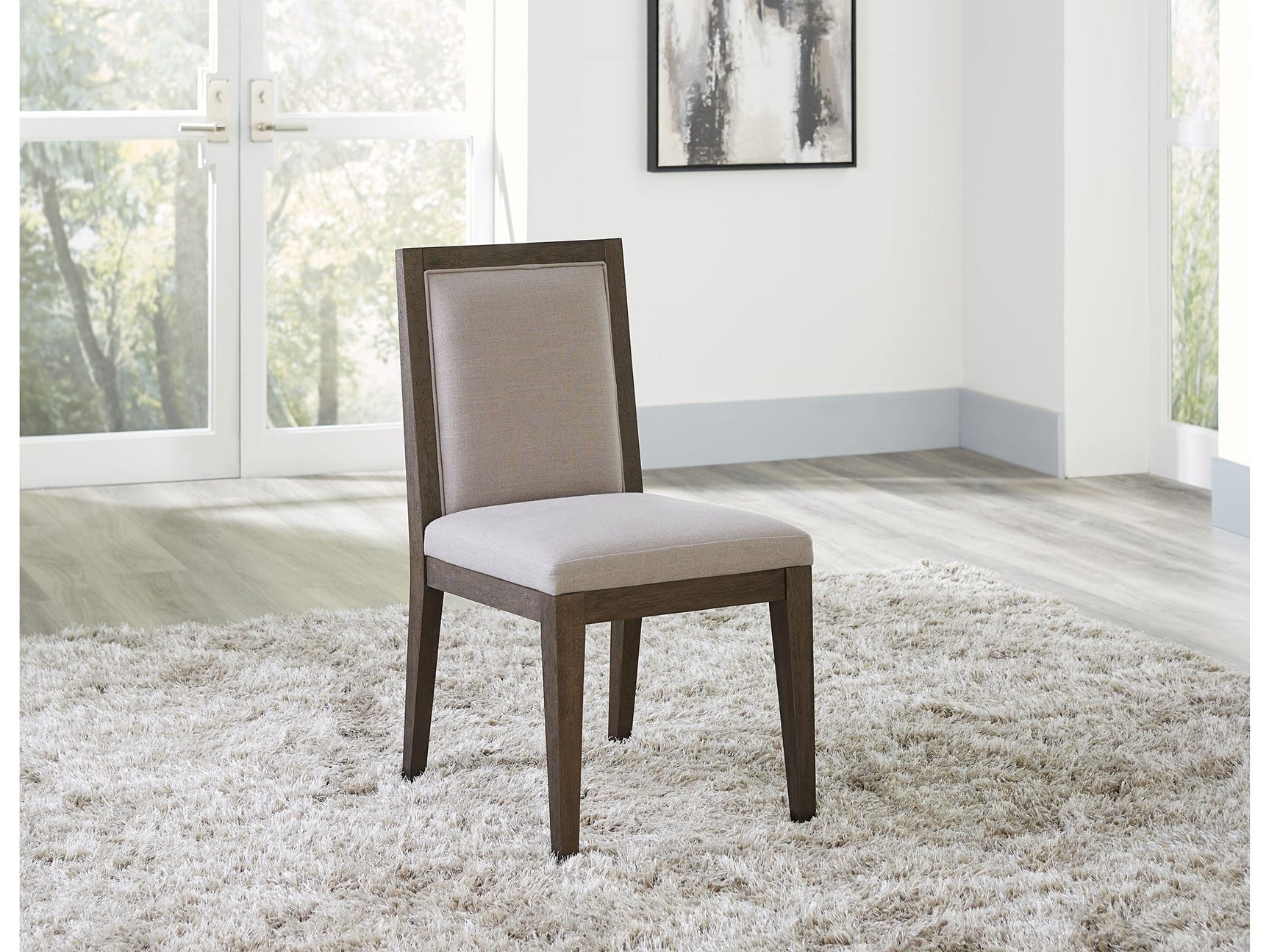 Modesto Wood Frame Upholstered Side Chair in Koala Linen and French Roast (Set of 2) - Ornate Home