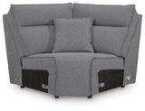 Modmax II Salt and Pepper 7-Piece Power Reclining Sectional with Audio Consoles - Ornate Home