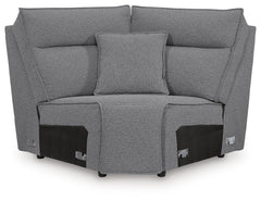 Modmax II Salt and Pepper 7-Piece Power Reclining Sectional with Audio Consoles - Ornate Home