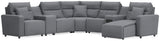 Modmax II Salt and Pepper 7-Piece Power Reclining Sectional with Chaise and Audio System - Ornate Home