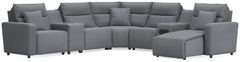 Modmax II Salt and Pepper 7-Piece Power Reclining Sectional with Chaise and Audio System - Ornate Home