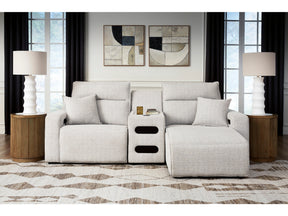 Modmax II Stone 3-Piece Power Reclining Sectional w/ Chaise and Audio Console (Online Special Price) - Ornate Home