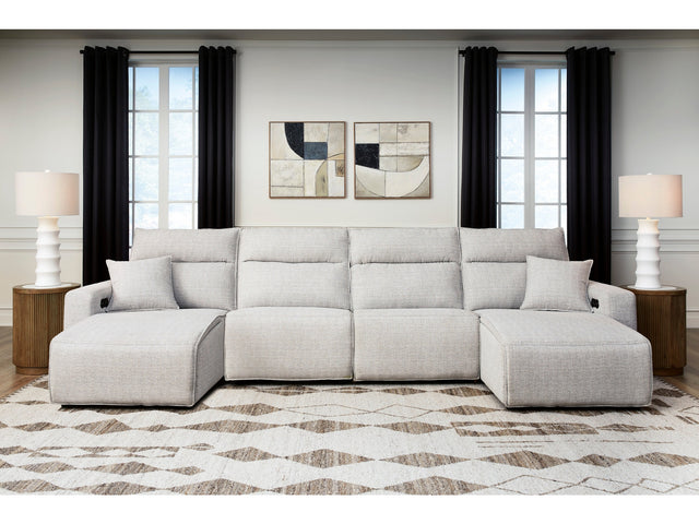 Modmax II Stone 4-Piece Power Reclining Sectional with Chaise - Ornate Home