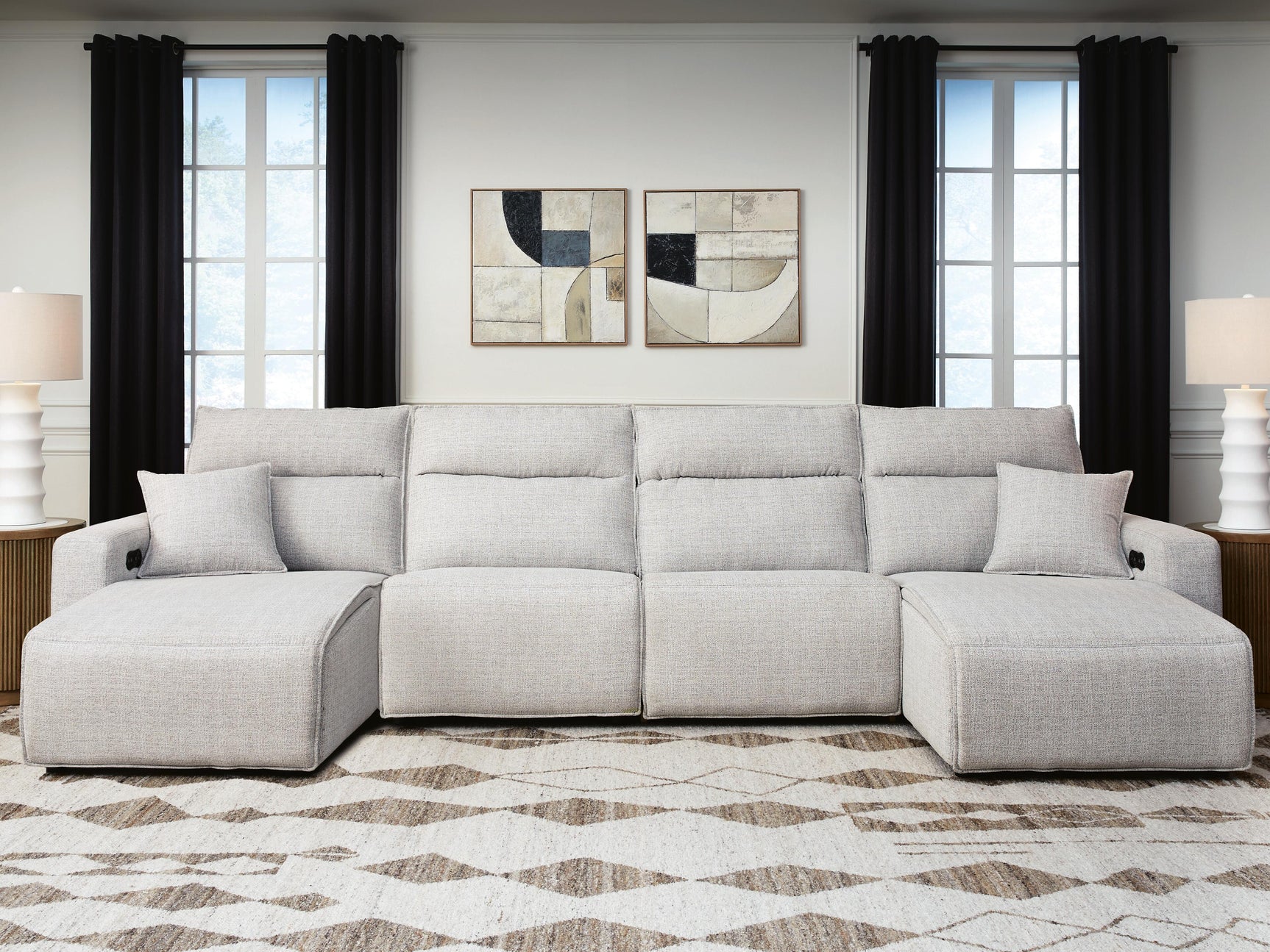 Modmax II Stone 4-Piece Reclining Sectional with Double Chaise (Online Special Price)