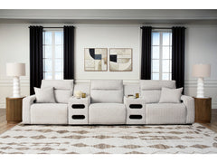 Modmax II Stone 5-Piece Power Reclining Sectional with Audio Consoles - Ornate Home