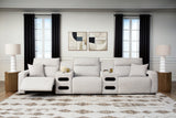 Modmax II Stone 5-Piece Power Reclining Sectional with Audio Consoles - Ornate Home