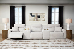 Modmax II Stone 5-Piece Power Reclining Sectional with Consoles - Ornate Home
