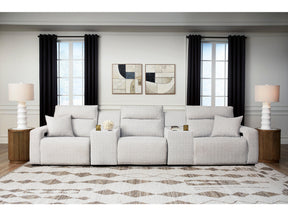 Modmax II Stone 5-Piece Power Reclining Sectional with Consoles - Ornate Home