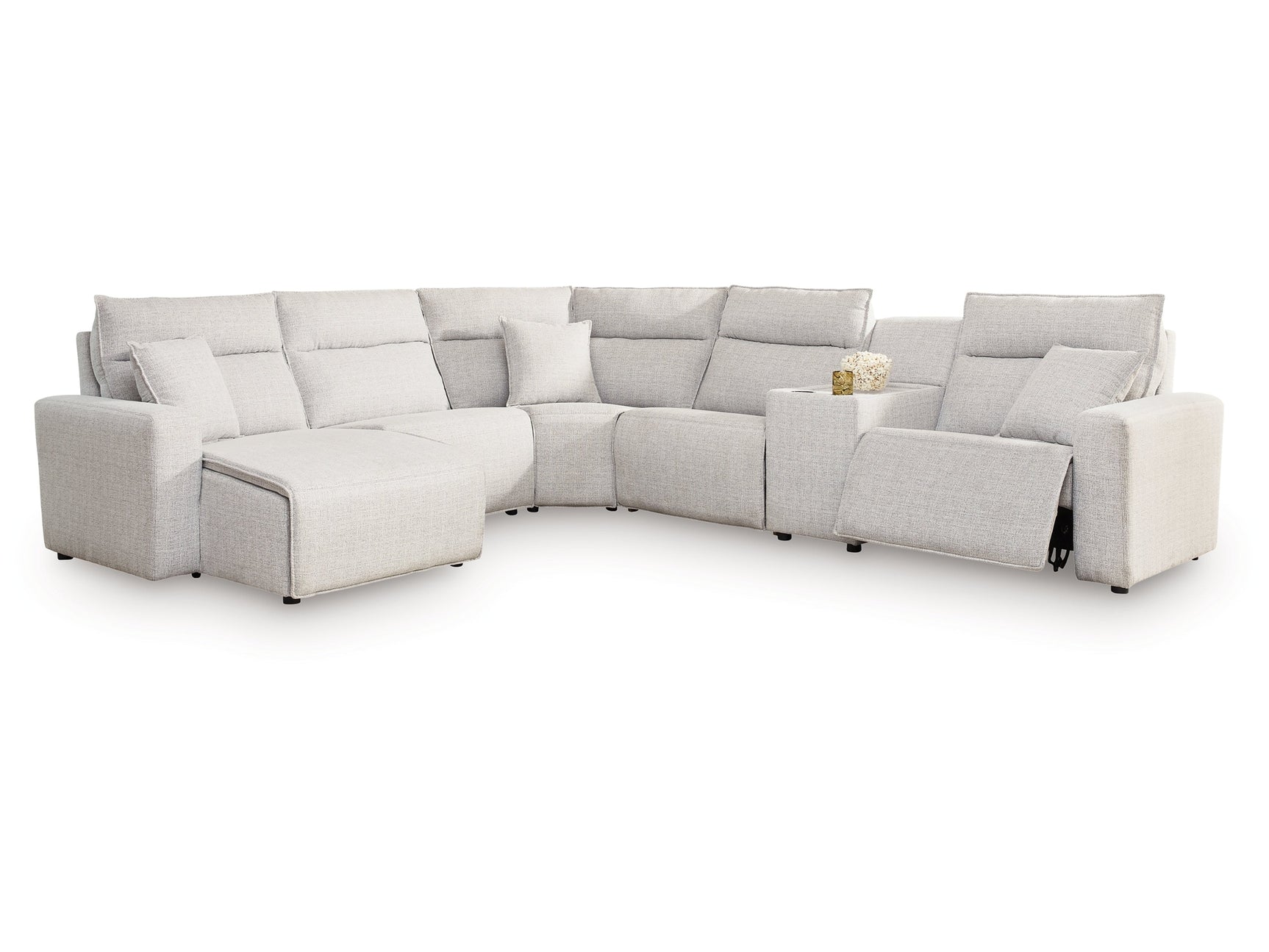 Modmax II Stone 6-Piece Power Reclining Sectional w/ Chaise and Console (Online Special Price) - Ornate Home