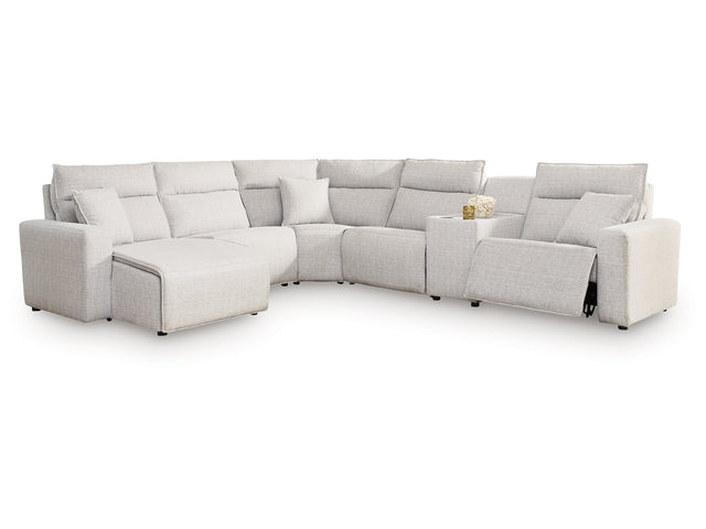 Modmax II Stone 6-Piece Power Reclining Sectional w/ Chaise and Console (Online Special Price) - Ornate Home