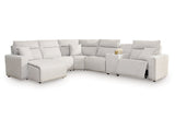 Modmax II Stone 6-Piece Power Reclining Sectional w/ Chaise and Console - Ornate Home
