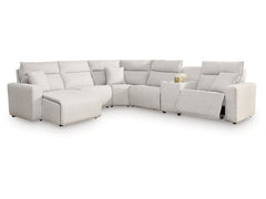 Modmax II Stone 6-Piece Power Reclining Sectional w/ Chaise and Console - Ornate Home