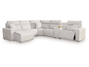 Modmax II Stone 6-Piece Power Reclining Sectional w/ Chaise and Console - Ornate Home