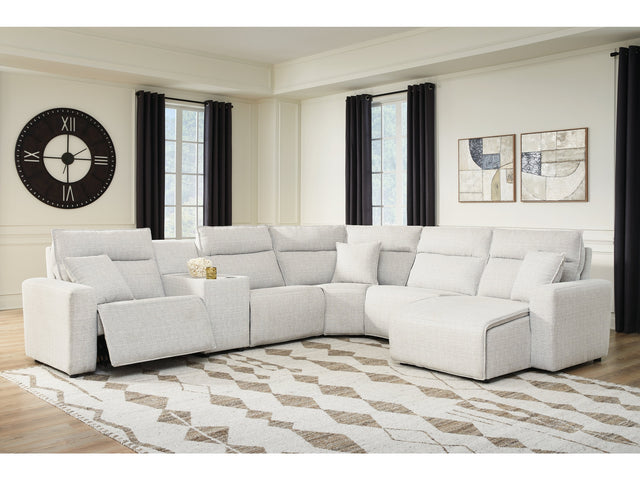 Modmax II Stone 6-Piece Power Reclining Sectional with Chaise and Console (Online Special Price) - Ornate Home