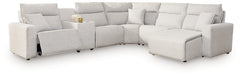 Modmax II Stone 6-Piece Power Reclining Sectional with Chaise and Console - Ornate Home
