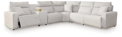 Modmax II Stone 6-Piece Power Reclining Sectional with Console - Ornate Home