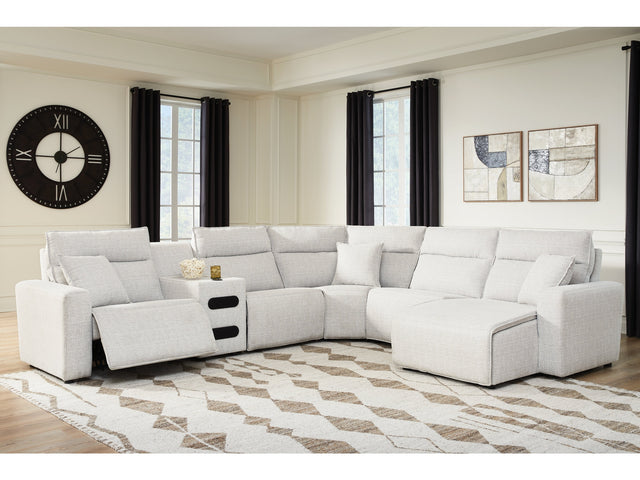 Modmax II Stone 6-Piece Reclining Sectional w/ Chaise and Audio Console (Online Special Price) - Ornate Home
