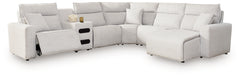 Modmax II Stone 6-Piece Reclining Sectional w/ Chaise and Audio Console - Ornate Home