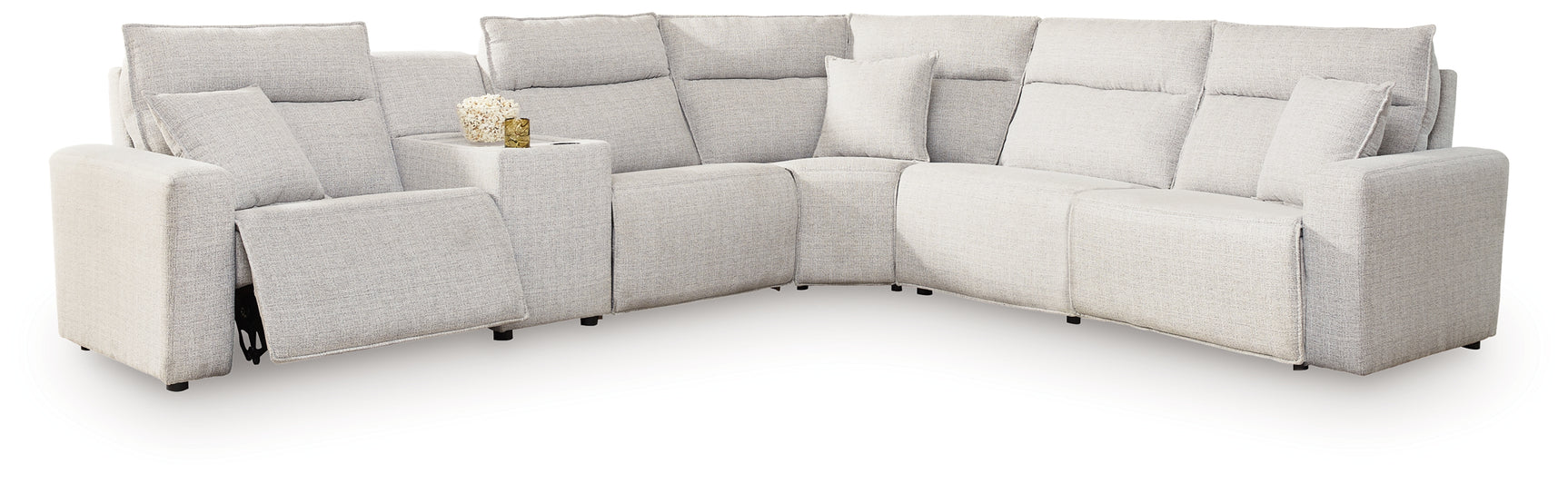 Modmax II Stone 6-Piece Reclining Sectional with Console (Online Special Price) - Ornate Home