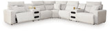 Modmax II Stone 7-Piece Power Reclining Sectional w/ Chaise & Audio Consoles (Online Special Price) - Ornate Home