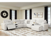 Modmax II Stone 7-Piece Power Reclining Sectional w/ Chaise and Audio Consoles - Ornate Home