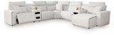 Modmax II Stone 7-Piece Power Reclining Sectional w/ Chaise and Audio Consoles - Ornate Home