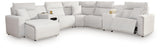 Modmax II Stone 7-Piece Power Reclining Sectional with Chaise and Audio Console - Ornate Home