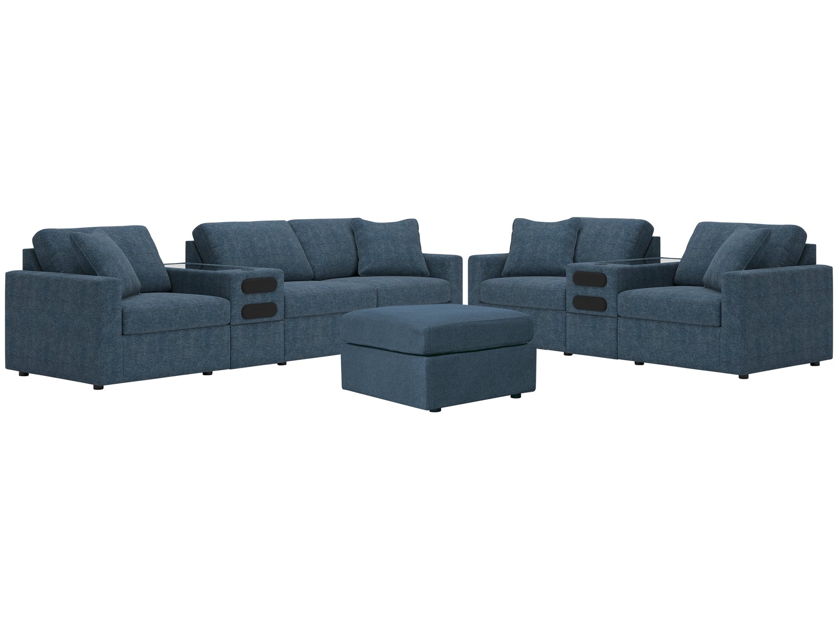 Modmax Ink 4-Piece Sectional Sofa, 3-Piece Sectional Loveseat and Ottoman - 92121U25 - Ornate Home