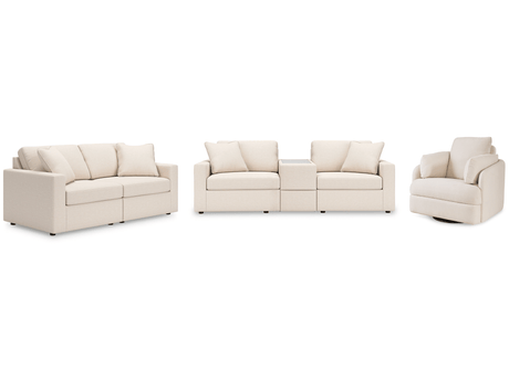 Modmax Oyster 3-Piece Sectional Sofa, 2-Piece Sectional Loveseat, Console and Swivel Glider Recliner - Ornate Home