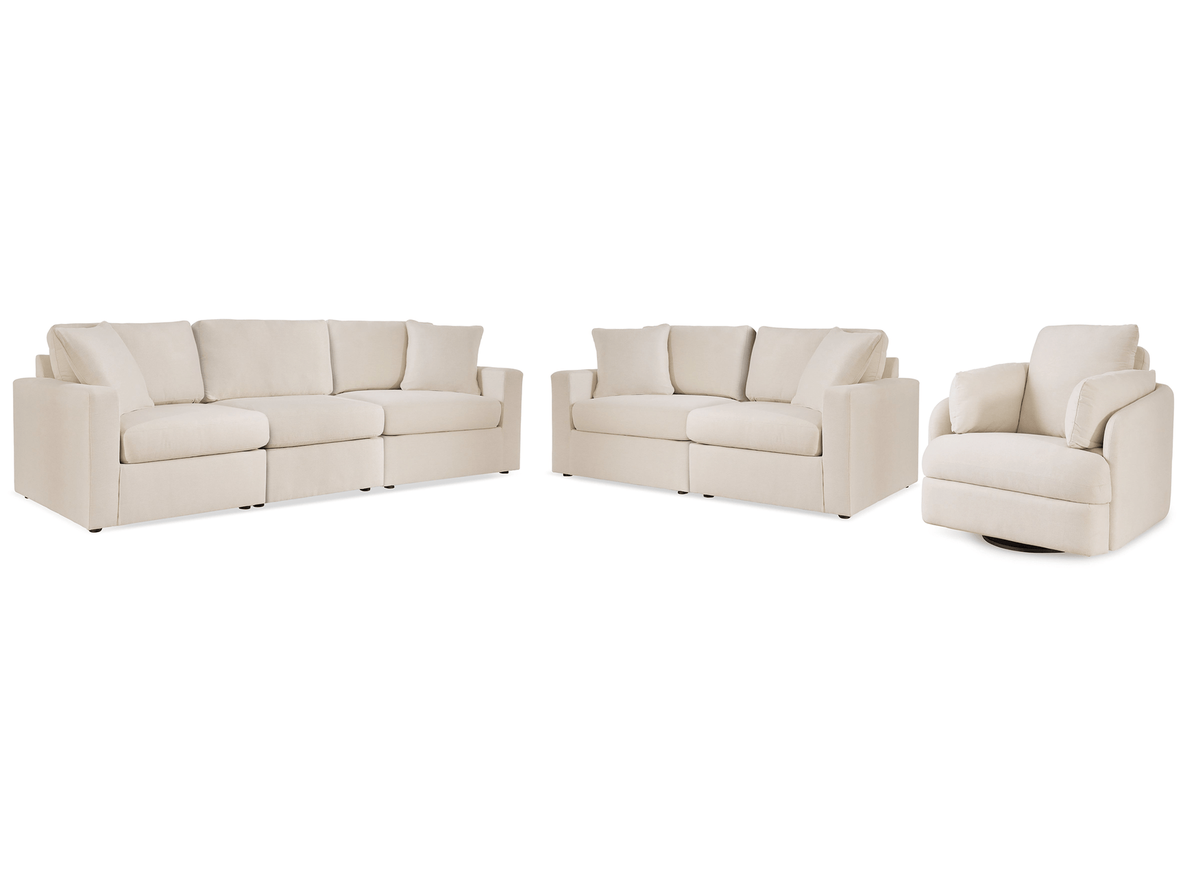 Modmax Oyster 3-Piece Sectional Sofa, 2-Piece Sectional Loveseat and Swivel Glider Recliner - Ornate Home