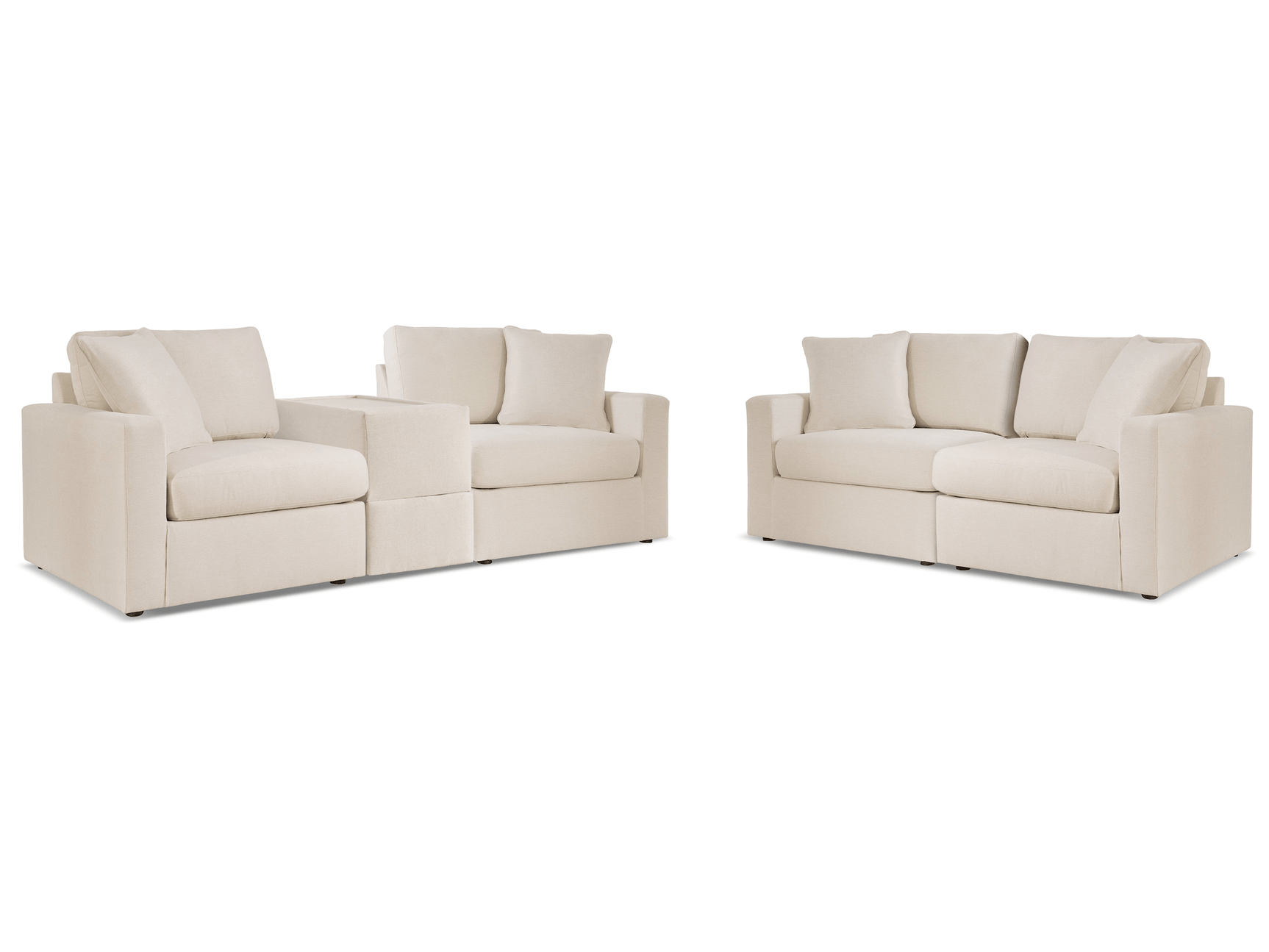 Modmax Oyster 3-Piece Sectional Sofa and 2-Piece Sectional Loveseat w/ Console (Online Special Price) - Ornate Home